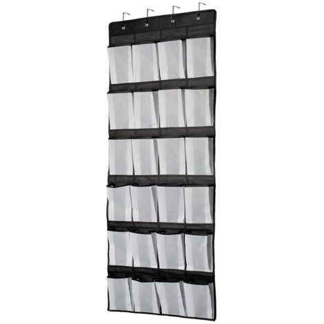 Schwarzer Tür-Hängeorganizer, Schuhregal, Schuhaufbewahrung, 24 große Netztaschen für Schlafzimmer, Badezimmer, Schrank, 140 x 55 cm (1/5)