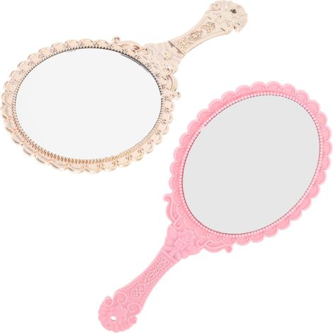 2pièces Miroir de Maquillage pour Femmes Miroirs Cosmétiques Portables avec Poignée Lot de Poche pour Maquillage Délicat (1/5)