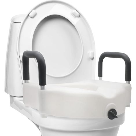 Siège de Toilette Surélevé avec Accoudoirs Amovibles, Rehausseur 11,4 cm, Pince de Verrouillage, Compatible avec la Plupart des Toilettes - AUTRES (1/5)