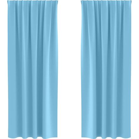 Maison Exclusive - Cortinas Opacas con Anillas 2 pcs Azul Claro 2