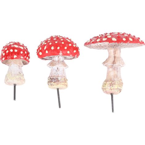 Ensemble de 3 décorations de jardin en forme de champignon, champignon en résine phosphorescent, statue de champignon lumineuse, décoration de micro-paysage. (1/5)