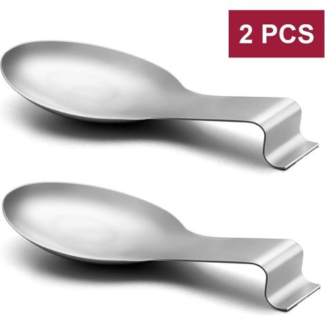 Lot de 2 porte-cuillères en acier inoxydable brossé, ultra-résistant, compatible lave-vaisselle, un accessoire indispensable en cuisine. (1/5)