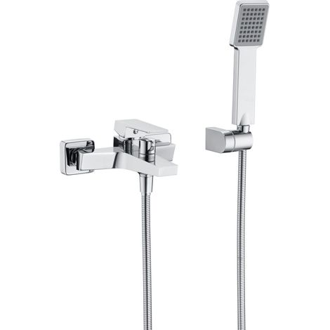IMEX Badewannen- und Duscharmatur Art verchromtes Messingkörper ABS-Duschhalterung runde Einhebel-Duschkopf 180 m verstärkter Stahlflexschlauch keramische Ø35 mm Kartusche – Imex-BDAR025-4