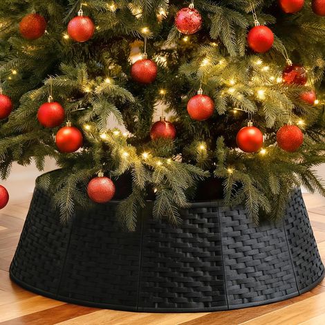 Christmas Tree Stand Cover Plastic Simple Decoration Black (1/5)