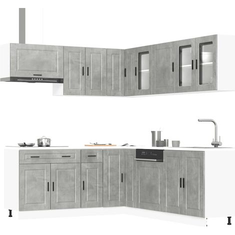 11-tlg. Küchenschrank-Set Porto Betongrau Holzwerkstoff (1/5)