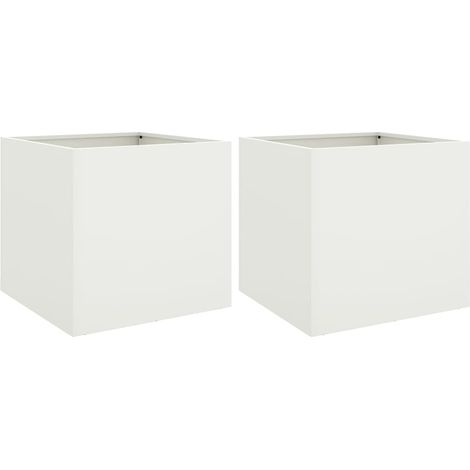 Vaso rialzato per fioriere piante fiori giardino terrazze set da 2 42 x 40 x 39 cm acciaio bianco 020038975