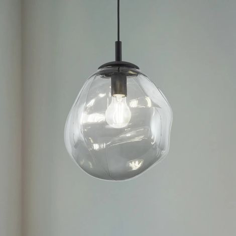 [NEUWERTIG] B-Ware Hängelampe Pendelleuchte Rauchglas Glas Graphit Transparent Schwarz E27 Stahl
