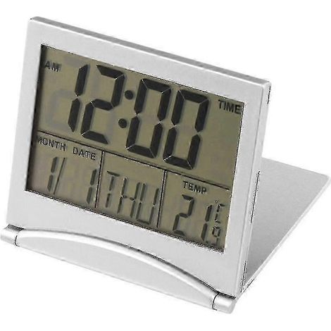 Digitale LCD-Wetterstation mit Wecker und klappbarem Schreibtisch, ideal für Reisen (1/5)