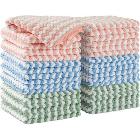 Chiffon Microfibre - 25 x 25 cm - Pour Vaisselle Et Surfaces Lisses - 18 Pièces