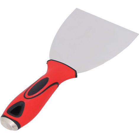 Racloir à peinture et mastic en acier inoxydable 4 pouces, manche caoutchouc souple antidérapant, outil de grattage pour mur et vitre 1 pièce (1/5)
