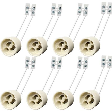 Ensemble 8 Douilles Céramique GU10 avec Fils Silicone, Connecteurs Haute Qualité pour Éclairage Installation Facile Résistante à Chaleur Système Connexion Sécurisé pour Spots