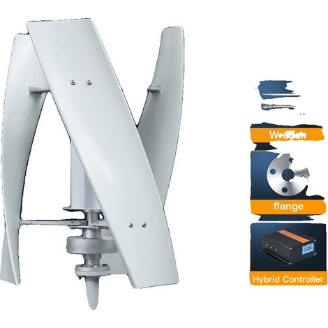 Aerogenerador vertical, alta eficiencia, bajo nivel de ruido, blanco, 12 V, controlador MPPT gratuito, 5000 W, control híbrido MPPT-a, 5000 W-a, 48 V (1/2)