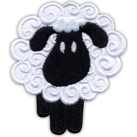 Patchion Schaf – schwarz – zum Aufnähen – gestickter Aufnäher/Abzeichen/Emblem