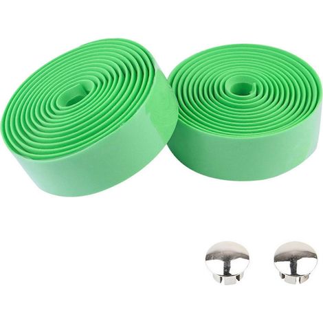 paire de ruban de guidon de vélo avec embouts, en mousse de caoutchouc élastique antidérapante, compatible avec la plupart des vélos.-Green