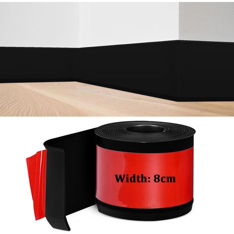 Plinthe Souple Autoadhésive, Plinthe Adhesive en PVC, 3.0M Noir Plinthe Cuisine, 8cm de Large, Bande Décorative Flexible, Plinthe Autoadhésive pour Cuisines, Salles de Bains et Salons (1/5)