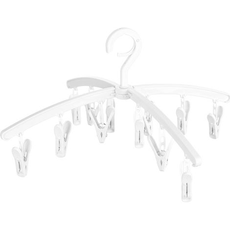 Porte-Serviettes Pliable - Porte-Chaussettes Rotatif à 12 Pinces - Pour Sous-Vêtements Lingerie Vêtements Bébé - Diamètre 31 cm - 1 Pièce (1/5)