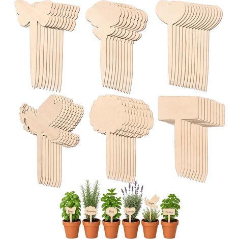 60 Pièces Étiquettes pour Plantes, Forme en T Étiquettes en Bois pour Plantes, Piquets Vierges à Écrire comme Étiquette pour Plante en Pot et Étiquette de Plante pour Jardin (1/5)