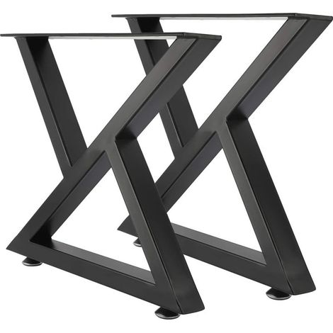 Lot de 2 pieds de table en métal noir Hauteur 40cm Fer résistant à la rouille Pour tables à manger, basses et hautes (1/5)