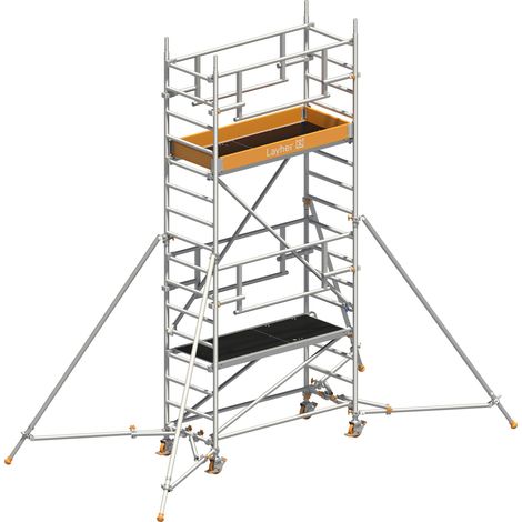 Layher Rollgerüst Uni Leicht P2 Safety Plus mit Doppelgeländer und ausziehbaren Gerüststützen 5,10m AH (1/3)