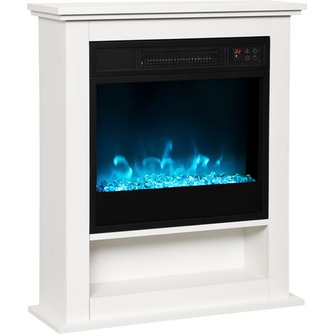 Caminetto elettrico da 1800 W, caminetto decorativo finto, effetto fiamma a 9 colori e 5 livelli di luminosità, 62,5x20x72,5 cm, bianco. (1/5)