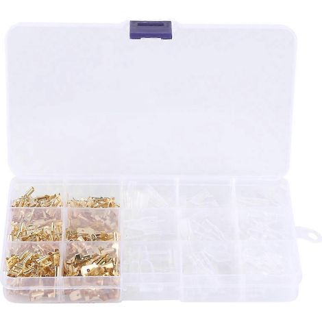 270-teiliges Set aus elektrischen Steckern und Buchsen, 2,8/4,8/6,3 mm Crimp-Anschlüssen, Industrie-Kabelschuh-Set, gemischtes Set aus Schnellverbindern. (1/4)