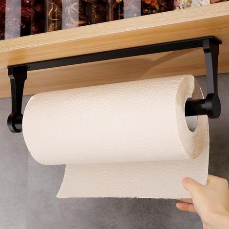 Porta rotolo da cucina, porta rotolo da cucina sospeso, porta rotolo da cucina nero, porta rotolo da cucina autoadesivo, porta rotolo senza foratura, rotolo da cucina (1/5)