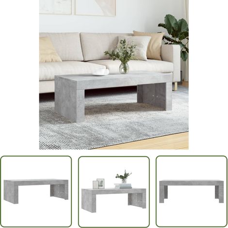 The Living Store Table basse gris béton 102x50x36 cm bois d'ingénierie - Table Basse - Meuble Salon - Table D'appoint - Décoration Intérieure - Design Moderne (1/5)