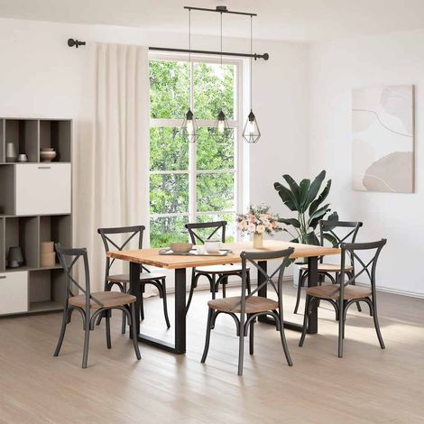 Maison Exclusive - Pieds de table à manger en U 2 pièces Noir 80 x (72-73) cm Acier