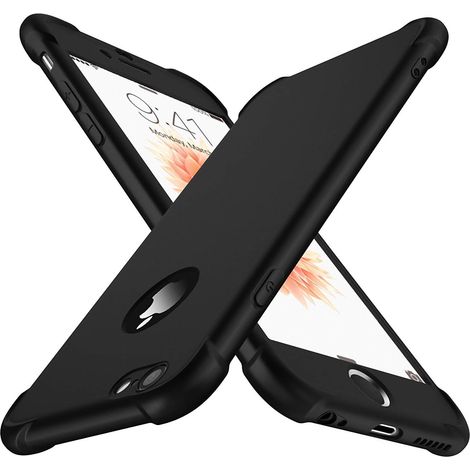 CUSTODIA IN SILICONE E VETRO PER IPHONE 6/6S NERO RESISTENTE (1/4)