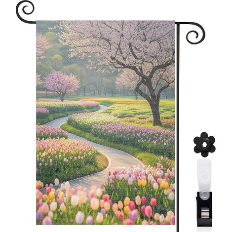 Drapeau de jardin extérieur décoration saisonnière toile durable double face 30 x 45 cm pour entrée maison (1/5)