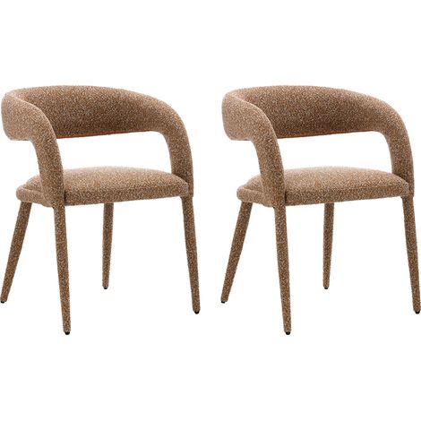 Lot de 2 chaises repas 58x58x77 cm en tissu bouclette terracotta