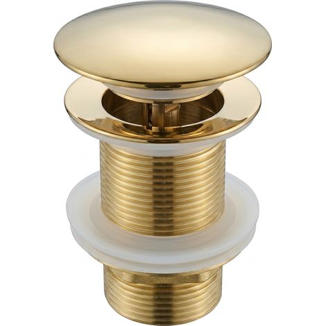 Bonde de lavabo/vasque pop-up or brillant raccord standad G1 1/4" en laiton chromé collection salle de bain LITO (1/5)