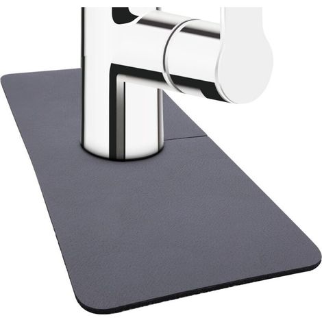 Stück 38x14 cm saugfähige Armaturenmatten, Kieselgur-Rundum-Saugmatten für Küchenspülen, für Bad- und Küchenarmaturen (Grau) (1/4)