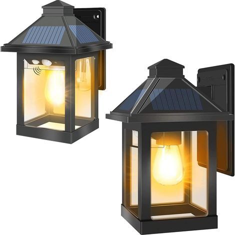 1 Lampe Solaire Extérieure Vintage, Détecteur De Mouvement PIR, LED IP65 Imperméable, Pour Jardin, Cour, Patio (1/5)