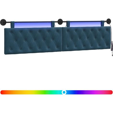 Testiera Testata del letto sospesa Con luce LED Blu Velluto (1/5)