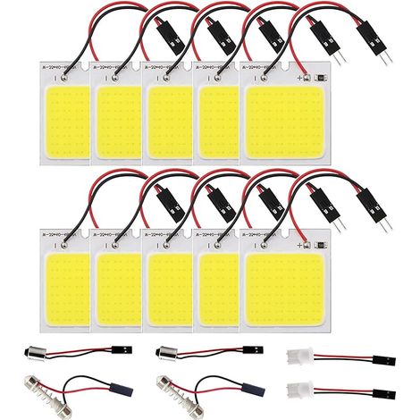 10 Pièces Super Lumineux Blanc économie D'énergie 5050 48-SMD LED, Panneau Dôme Lampe Auto Voiture Intérieur Plaque de Lecture Lumière Plafond de Plafond Intérieur Filaire Lampe (DC 12V)