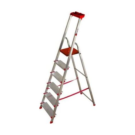 Escabeau aluminium 6 marches ultra larges – Hauteur de travail 3,21 m – Charge max 150 kg – Tablette porte-outils intégrée