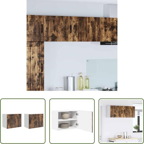 Holzschrank - Küchenschrank mit Regal 2 pcs Geräucherte Eiche 50 x 31 x 40 cm (1/5)
