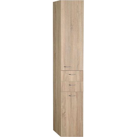 Aqualine Keramia Fresh - Hochschrank ZOJA mit Wäschekorb, 35x184x29 cm, Eiche platin 51232