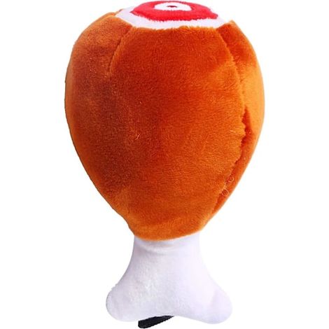 Peluche en forme d'os de poulet, jouet interactif avec couineur, marron, taille unique (1/2)