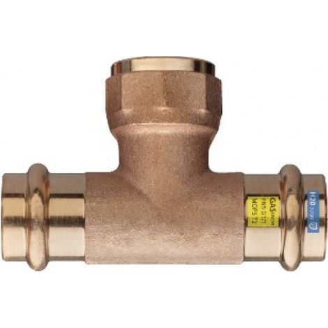 Tee bronzo rame ø28 - 3/4" pressfitting certificato acqua e gas