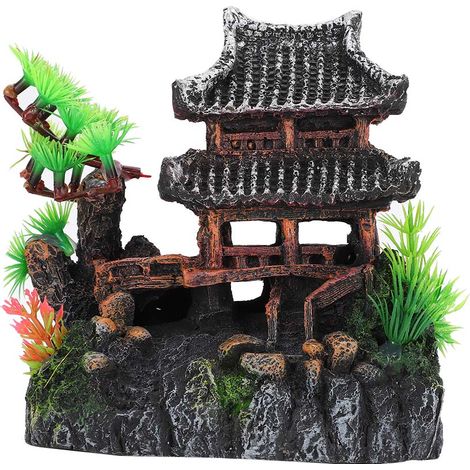 Décor d'aquarium, Simulation artificielle de pavillon, arbre de pin pour boîte à chenilles, décoration d'aquarium de poisson, paysage Suzhou (1/5)
