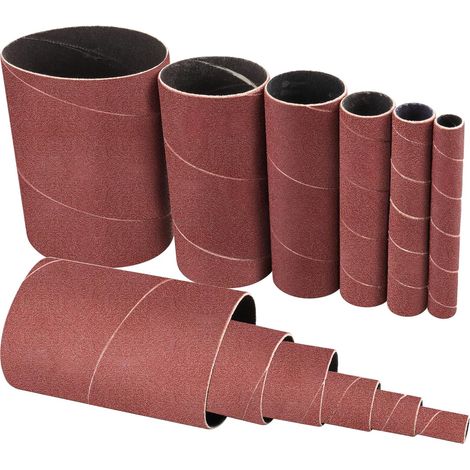 12 Manchons de ponçage, Corindon grain 150, Support coton, Pour tambours 114 mm, Ponçage courbes (1/5)