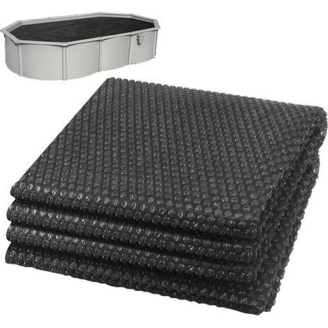 Housse solaire pour piscine rectangulaire 600 x 400 cm, noir, épaisseur 120 µm, avec bulles isolantes, chauffage passif, protection anti-UV et économie d’eau (1/5)