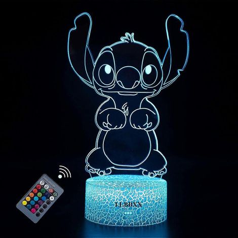 Veilleuse 3D Lilo Stitch - Cadeau, Décoration de Fête, Peluche Kawaii pour Garçons et Enfants - Lampe - 16 Couleurs - Télécommande - Lampe Marvel (1/5)