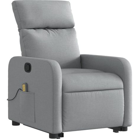 Poltrona relax TV funzione massaggio reclinabile sollevamento elettrico in tessuto grigio chiaro DEC026923