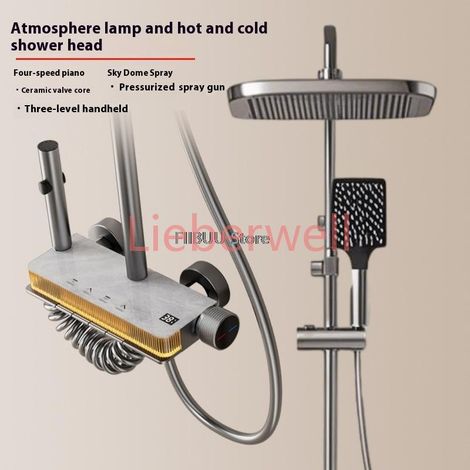 Système de douche à affichage numérique avec grande douchette pluie à panneau, pistolet de pulvérisation à pression améliorée, ensemble de douche moderne multifonctionnel (1/5)