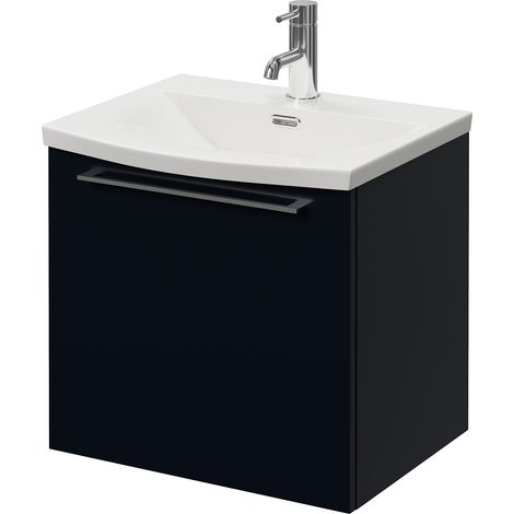 Napoli 390 Deep Blue 500mm Wall Mounted Single Drawer Vanity Unit with Arc Basin - 500mm - Chrome 320mm Handle