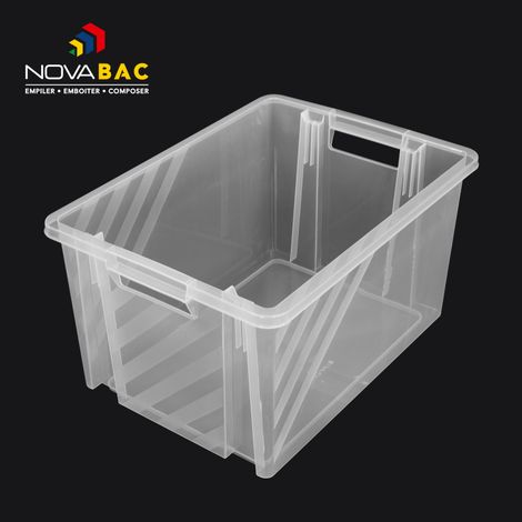Bac gerbable et emboitable Novap - Capacité 30 L - Transparent