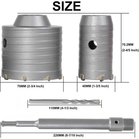 Set di seghe a tazza da 150 mm, kit di seghe a tazza elettriche a percussione, prolunga con manico rotondo da 22 x 200 mm -Crezuo